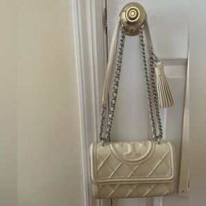 Tory Burch white patent leather purse, used